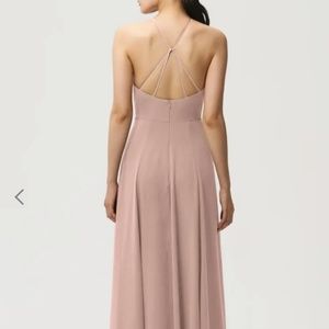 NEW Jenny Yoo Whipped Apricot Kayla Chiffon High Halter Dress